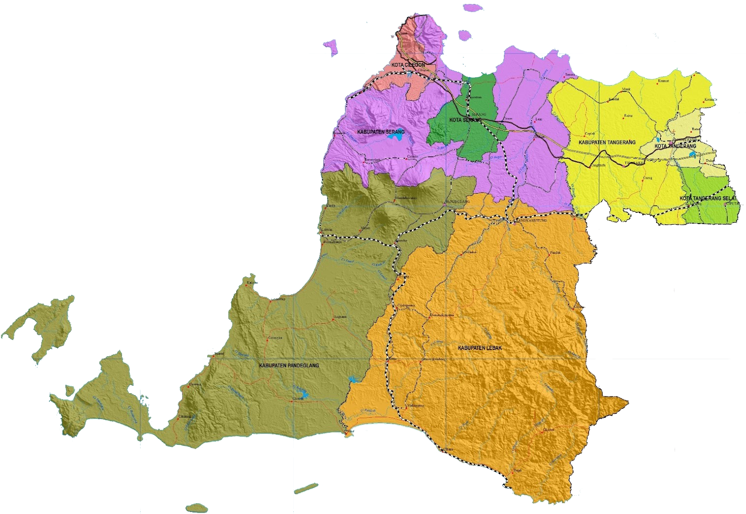 Peta Banten Kabupaten Dan Kota